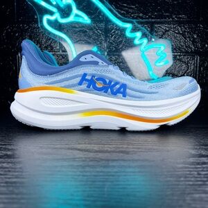 Hoka One One Bondi 9 Men’s Running Gym Walking Shoes Sneakers Blue White - 12